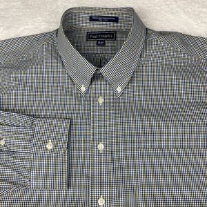 Paul Fredrick Dress Shirt Mens 18-34 Blue/Gold Checks 100% Cotton New w/o Tags!